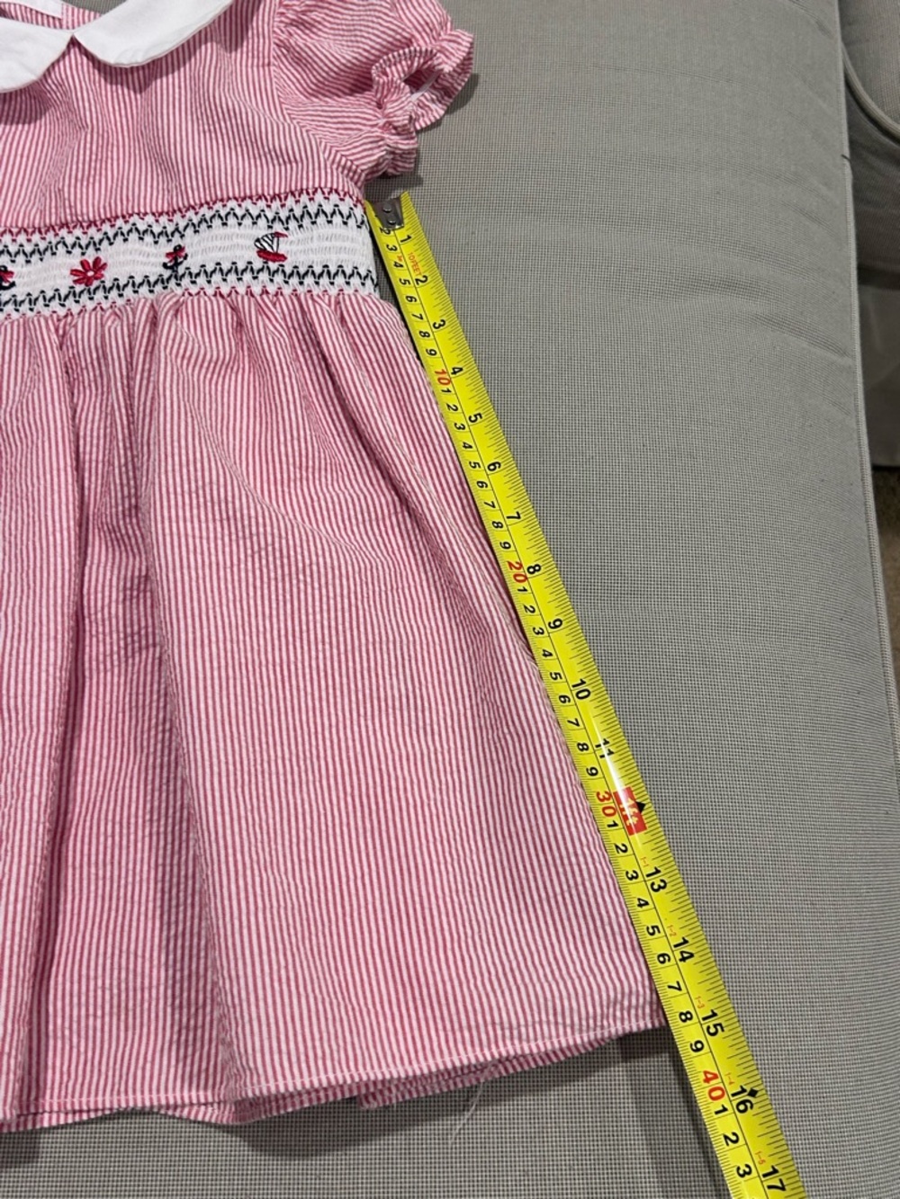 Good Lad Seersucker Nautical Smocked Toddler Dress Size 3 - Picture 5 of 12